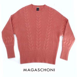 Magaschoni's Cashmere Sweater Crew neck Long Sleeve Pullover Mixed Knit Clay M